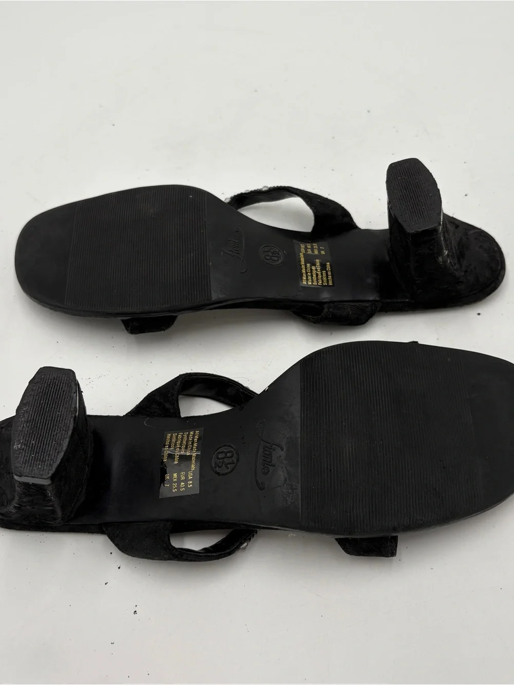 Vintage Y2K Fairycore Fioni Black Sandal Kitten Heels Beaded Women’s Size 8.5